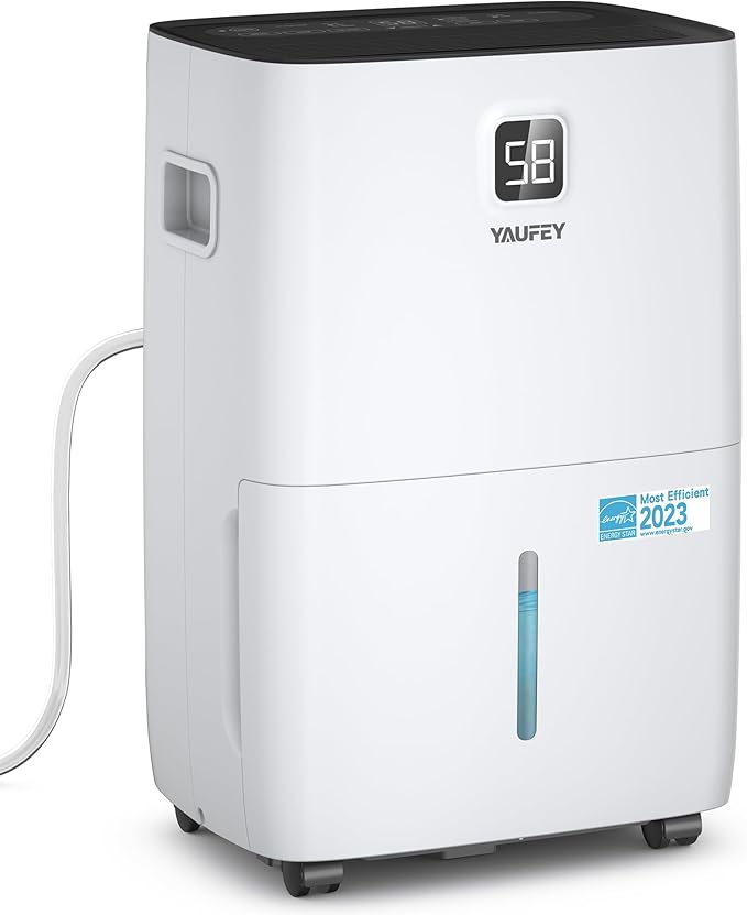 Yaufey 5000 Sq. Ft. Energy Star Certified Dehumidifier, Max 80 Pints Dehumidifier for Basement with Drain Hose, Smart Compressor with Intelligent Humidity Control, Dehumidifiers for Home Bedroom
