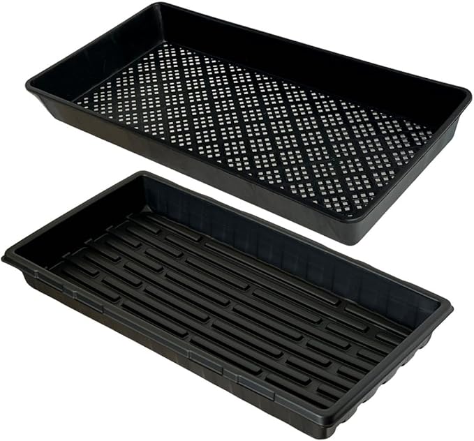 1020 Trays Set - 5 Pack (10 Pcs) Durable 1020 Mesh Tray and No-Hole Tray, Ideal Soil Blocking Trays for Seedlings, Microgreens, and Hydroponics, Heavy-Duty