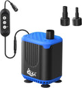 AQQA DC Aquarium Water Pump with Controller,4 Flow Adjustable,Feed Mode,IP68 Submersible Quiet Fish Tank Pump,3 Nozzles for Pond Fountain Statuary Hydroponics Freshwater Saltwater 10W