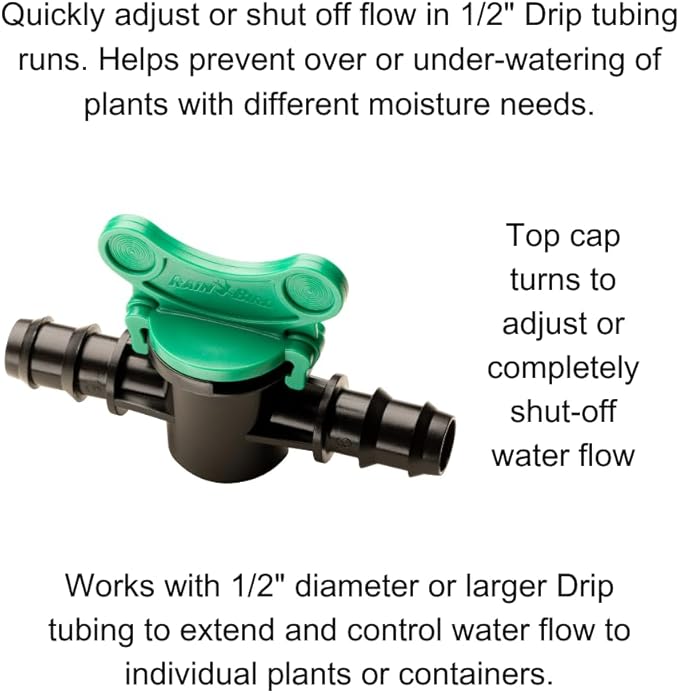 Rain Bird BVAL50-1S Drip Irrigation 1/2" Barbed Valve, Male x Male