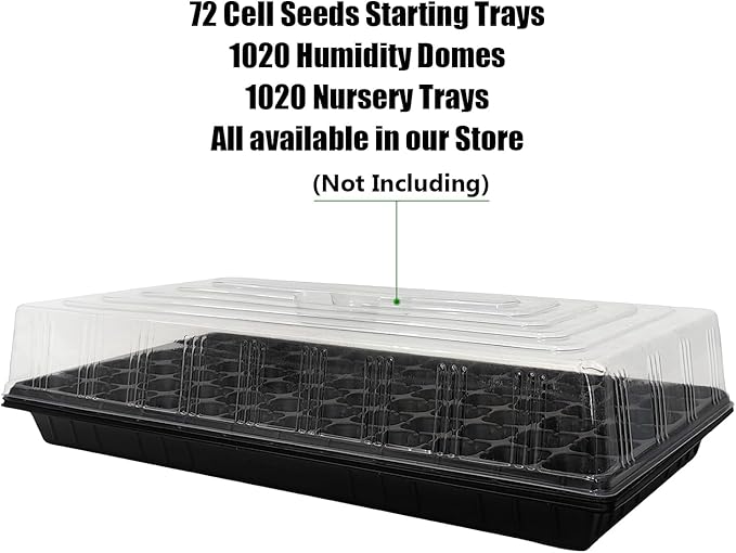 RooTrimmer 72 Cell Seed Trays, Thick Durable 72 Cell Plug Tray Seedling Plastic Nursery Tray for 1020 Flat Germination (10-Pack, 21"×11", 1.81" Height, Low)