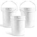 DEMORA 5 Gallon Bucket with Screw Lid, Heavy Duty Plastic Buckets Containers for Food Storage, Plastic Pail with Metal Handle for Water, Cleaning, Car Wash, Paint, Gardening, BPA Free (White, 3 Pack)