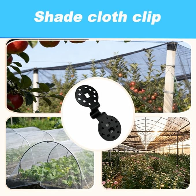 50 Pcs Shade Cloth Clips, Heavy Duty Lock Grip for Sun Shade Net, Black Round Plastic Tarp Clips for Garden, Greenhouse, Anti Bird Netting & Windproof Awning