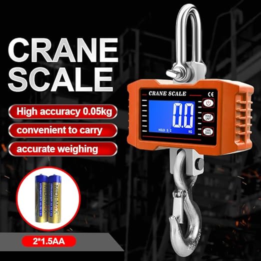 Digital Crane Scale 2200lb/1000kg Heavy Duty Hanging Scale with LCD Backlight, High Precision Industrial Hanging Scale with Data Hold/Tare/Zero, CE Certified for Farm, Construction, Hunting, Fishing