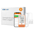 Elitech 10Pack Bluetooth Thermometer Data Logger Temperature for Refrigerator with Shadow Data 100000 Point Export PDF/CSV Report, Pharmacy Vaccine DDL Certificate, MAX MIN with Dual Probe GSP-6G-TDE