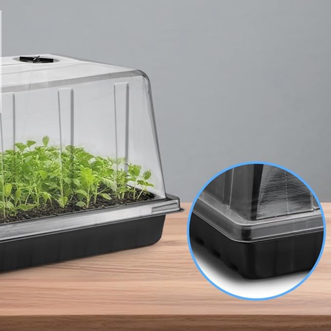 BTPLASTIK 10 Pack 7.3" High Humidity Domes for 1020 Seed Trays – Thicker Platic Clear Humidity Dome with Adjustable Vents, BPA-Free, Fits Standard 10"x20" Trays for Germination, Propagation, Cloning