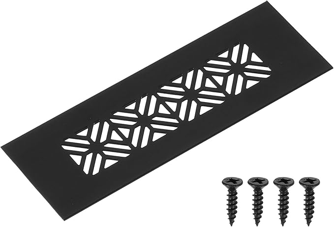 uxcell Aluminum Alloy Air Vents, 150 x 50mm / 5.9 x 2" Rectangle Louvered Ventilation Grille Cover with Mounting Screws for Door Cabinet Wardrobe, Matt Black