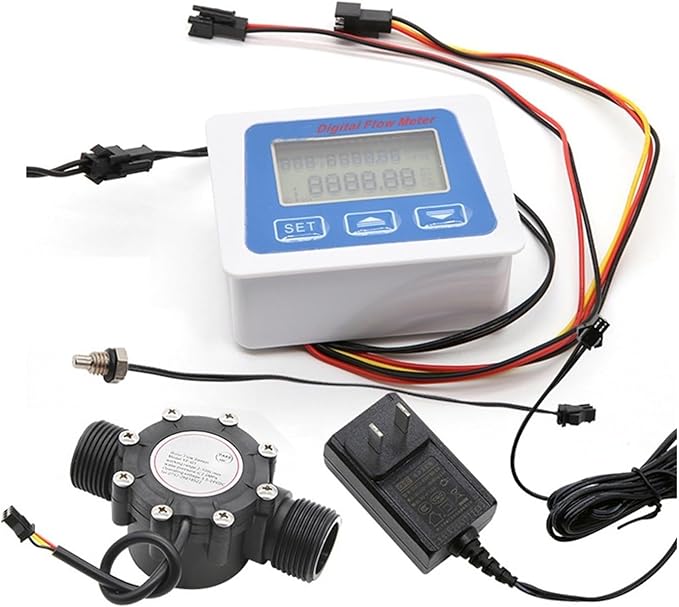 Digital Water Flow Meter Set Smart LCD Flow Rate Monitor Sensor with Temperature Display G1 G1/2 G3/4 Low Repeatability(G1-DN25)