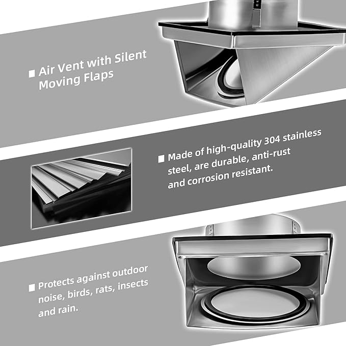 FRESH SPEED 4-Inch External Extractor Wall Vent Cushioned Non Return Flap