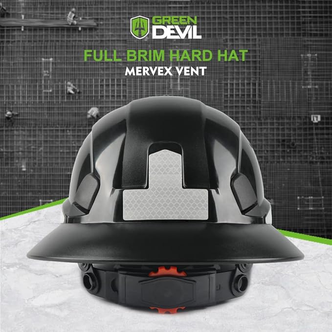 Full Brim Hard Hat Vented Construction Safety Helmet OSHA Approved Cascos De Construccion Work Hardhats with Cooling Towel for Men&Women 6 Point Adjustable Ratchet Suspension
