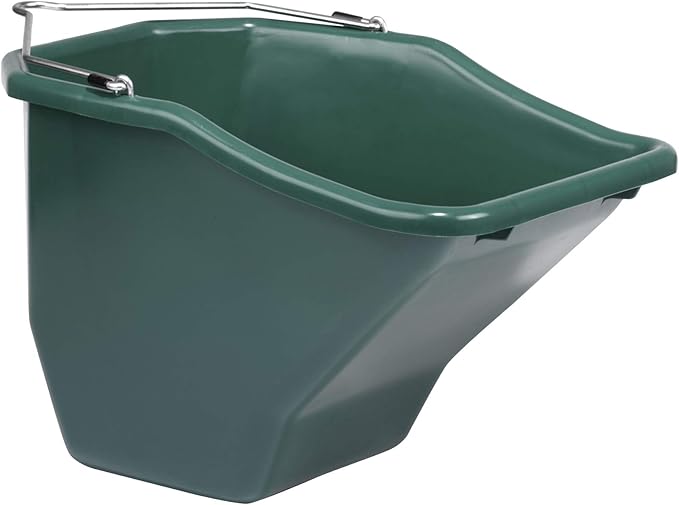 Little Giant® Plastic Better Bucket | Horse Feed Bucket | Ergonomically Designed | Flat Back Bucket | Made in USA | 20 Quarts | Green