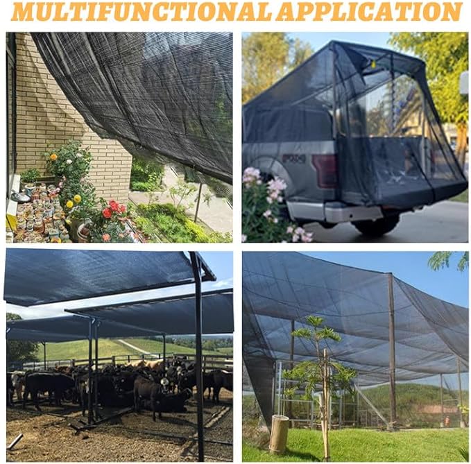 Cool Area 40% 10x20ft Sunblock Shade Cloth Cover Mesh UV Resistant Net for Garden Flower Plant Greenhouse, Black