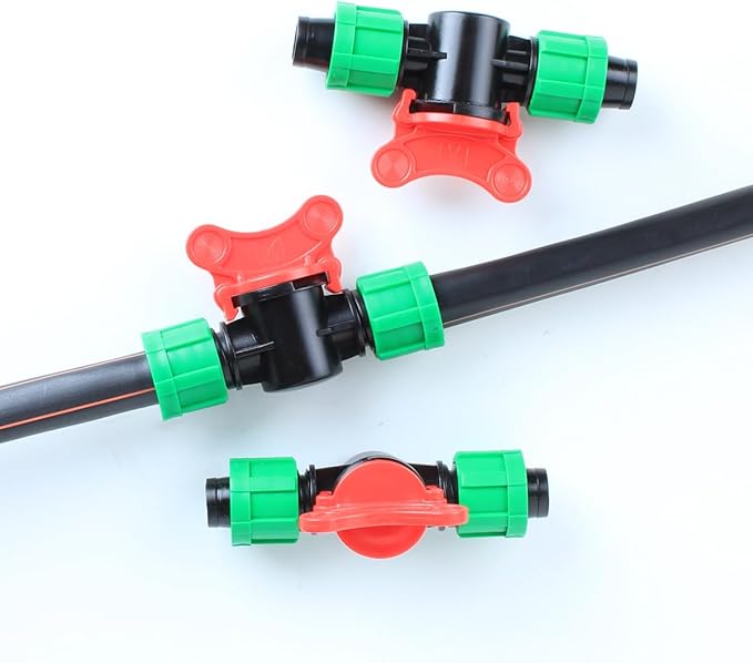 Drip Irrigation Shut Off Valve, In-Line Barbed Switch Valve Locking Fitting, Compatible with 1/2 inch Drip Tape Tubing Sprinkler System- 4 Pack