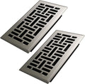 Howeall 4x8 Inches 2 Pack Heavy Duty Walkable Floor Register Easy Adjust Air Supply Lever Floor Vents - Seattle Design - Vent Cover for Home Floor - Satin Nickel