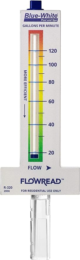 Blue-White FLOWREAD® R-320, 20-120 GPM, Acrylic Flow Meter for 2" ID Pipe, accurate flow rate measurement for residential swimming pools