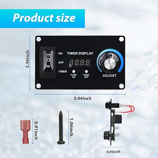Briidea 12V Smart Livewell Aerator Timer with LED Screen, Auto/Manual Modes, Waterproof Corrosion-Resistant Metal Panel, Precise Oxygen Control in Fishing Boats & Bait Tanks