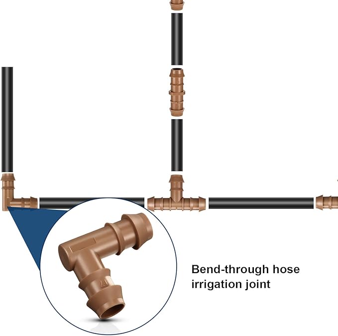 Boao 20 Packs 1/2 Inch Drip Irrigation Fittings Connectors Barbed Connector Plastics Drip Irrigation Barbed Hose Connector 17 mm Diameter(Elbow)