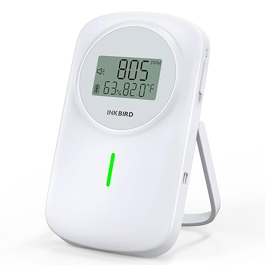 INKBIRD Air Quality Monitor Indoor Ndir 3 in 1 Meter | Detect Carbon Dioxide & Temperature & Humidity with Battery Powered | Sound System | for Home, Office, RV, Grow Tent (IAM-O2)