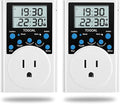 Digital Infinite Repeat Cycle Timer Plug with Countdown and 24 Hour Daily on-Off Programs for Electrical Outlets, Lights, Hydroponic Pumps (120V, 15A) [2 Pack]