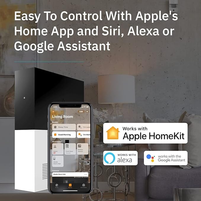 Abode 9 Piece Wireless Smart Security System - Works with Apple HomeKit, Z-Wave and Zigbee Devices - Expandable to Protect Your Whole Home - Easy DIY Installation - Optional Professional Monitoring