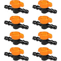 1/2 Inch Drip Irrigation Barbed Valve, 8 Pack 1/2" Drip Barbed Shut Off Valves for 1/2 In. Drip Irrigation Tubing (.570-. 620" ID), 1/2" in-Line Cut Off Switch Valves for Drip Sprinkler System