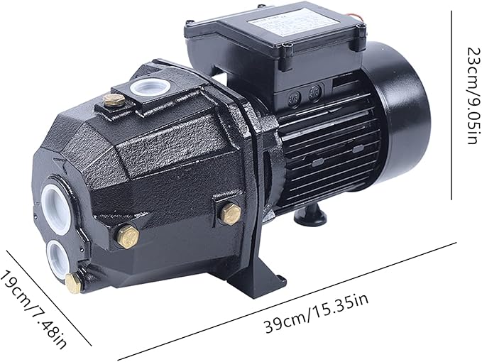 1HP Shallow Well Jet Pump with Pressure Switch, 750W Cast Iron Water Pump 16.7GPM, 183FT Lift Head IP44 for Home Farm Cabin Fresh Water Supply