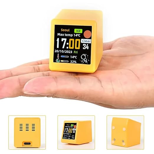 Smart Weather Station Mini WiFi Desktop Clock Weather Digital Clock Station with IPS LCD Screen Gadget for Decoration