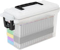 Sheffield 12635 Ammo Storage Box, Stackable .30 Cal Field Boxes, Water and Dust Resistant, Lockable Storage Box with Handle, Secures Hunting Gear, Supplies, and Bullets, Made in USA, Frost, 1-Pack
