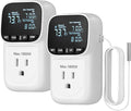 DEWENWILS Digital Temperature Controller, 2 Pack15A/1800W Thermostat Outlet Plug, VA Display Heating Cooling Control Timer, -40℉~210℉, Cyclic Timing/Countdown, for Greenhouse Incubator Homebrew