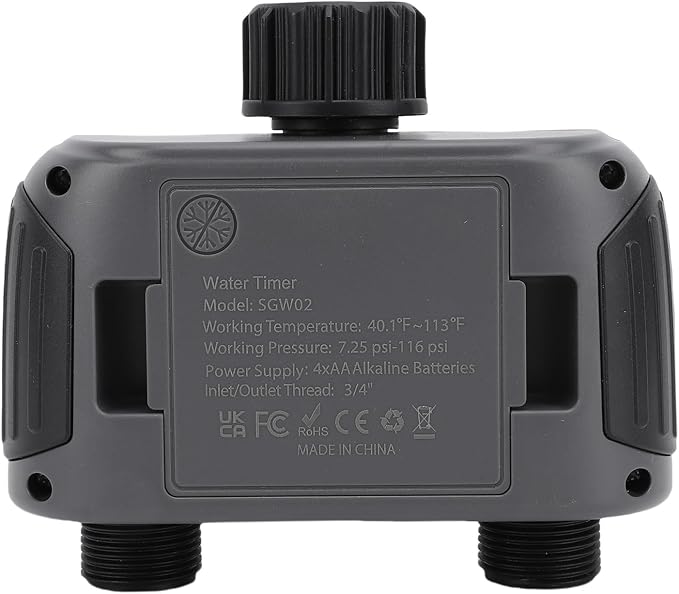 Zunate Bluetooth Irrigation Timer with 2 Outlets, Smart Water Valve Controller for Garden Drip and Sprinkler Systems Featuring Adjustable Weather Delay Settings