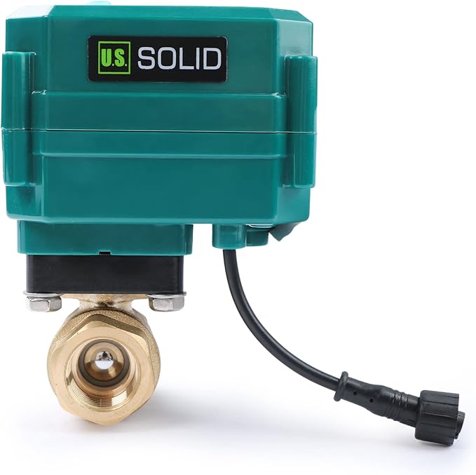 U.S. Solid 1/2" Smart Motorized Ball Valve - Remote App Mobile Control Brass Electrical Ball Valve with Manual Switch, 5V DC USB Connection