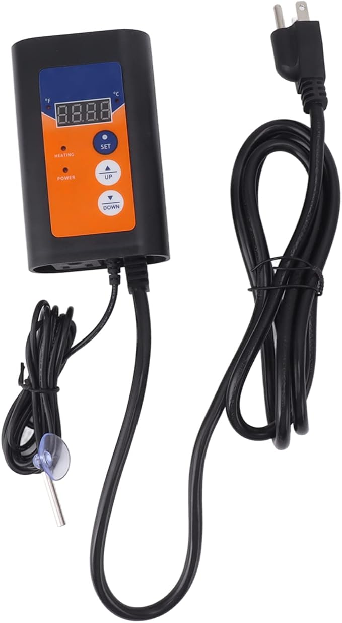 1000W Reptile Thermostat Digital Temperature Controller with Quick Response Probe for Greenhouse Pet Heat Pad Germination (US Plug 120V)