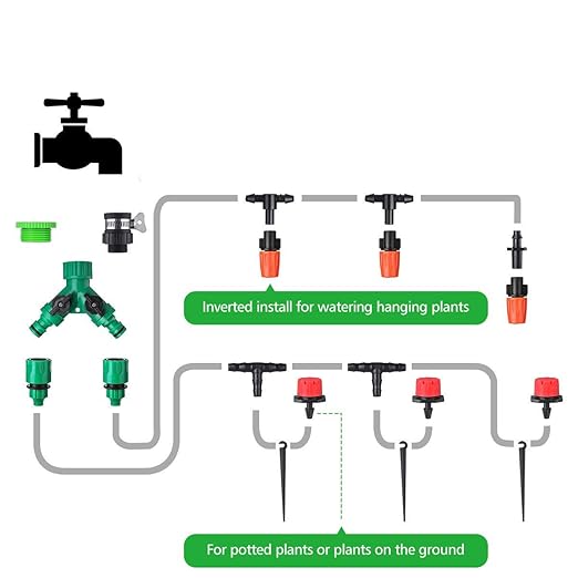 Drip Irrigation System Kit 82ft, Automatic Irrigation Equipment with 50 Adjustable Sprinklers & Misters - Easy DIY Watering System for Garden,Yard, Flower Beds,Greenhouse