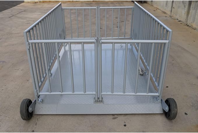 Liberty LS-930 (120” x 84”) Portable Livestock Scale – 10,000 lb x 2 lb Capacity Cage System – Heavy Duty Animal Scale with Indicator, Casters & Ramps for Cattle, Sheep or Goat Weighing