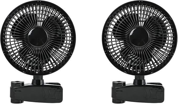 HealSmart Clip Fan - 6-Inch Grow Tent Fan, Wall Mount with Adjustable 90 Angles, 15W, 2-Speed Control - 2 Pack
