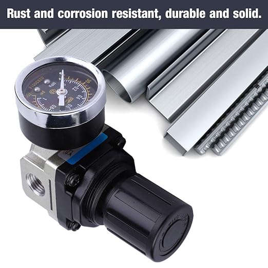 AR2000 02 G1/4 in Pneumatic Pressure Regulator with Meter, Adjustable Air Flowing Control Valve for Industrial Compressors, Filter System Accessories