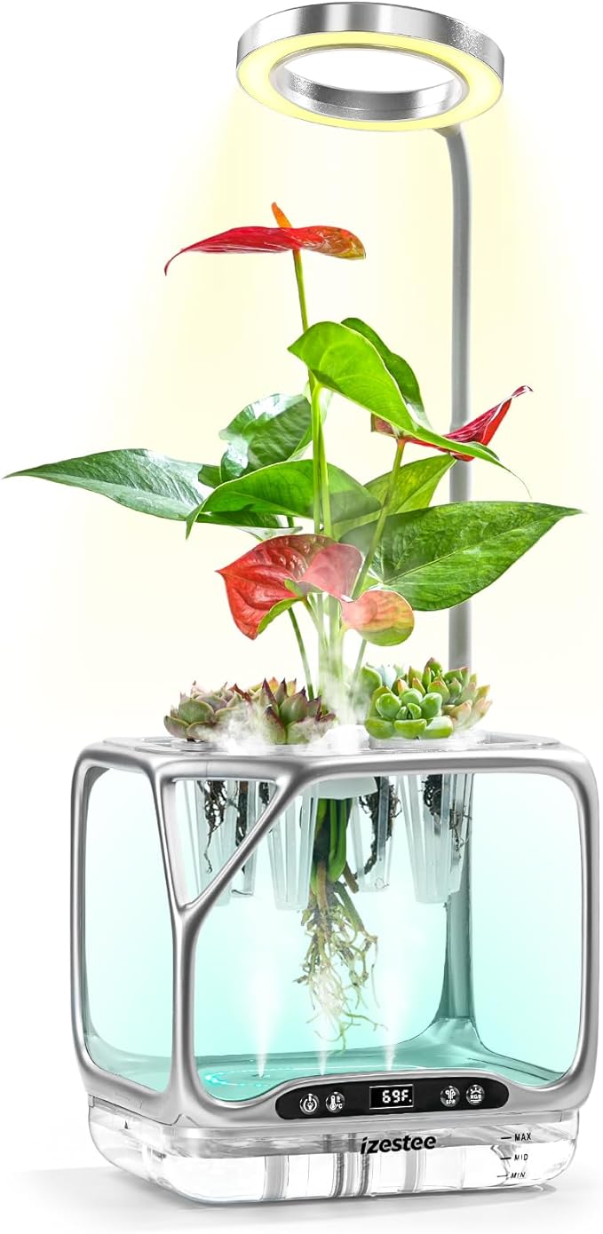 Aeroponics Growing System with Grow Light & Humidifier - Smart Indoor Garden, Visual Root Observation, RGB Mood Lighting, for Plants, Mushrooms - Desktop Hydroponic Planter