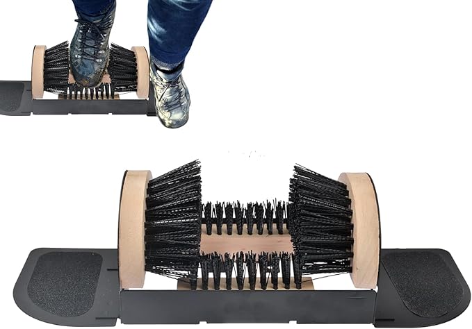Shoe Scrubber for Porch - Heavy Duty Shoe Dirt Mud Snow Remover, Boot Cleaning Scraper, Boot Scraper | Wood/Meta, Scrubber Brush for Camping Farm Porch Entrance Outside, All Weather Industrial Foot