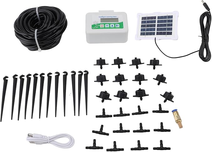 Smart Watering Timer, Automatic Solar Powered Irrigation System with Adjustable Timing for Gardens, Farmland, Lawns