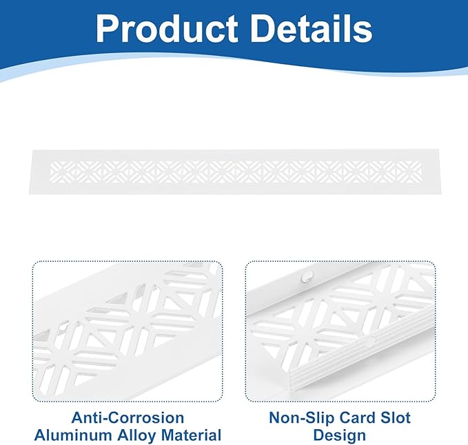 uxcell Aluminum Alloy Air Vents, 400 x 50mm / 15.7 x 2" Rectangle Louvered Ventilation Grille Cover with Mounting Screws for Door Cabinet Wardrobe, White