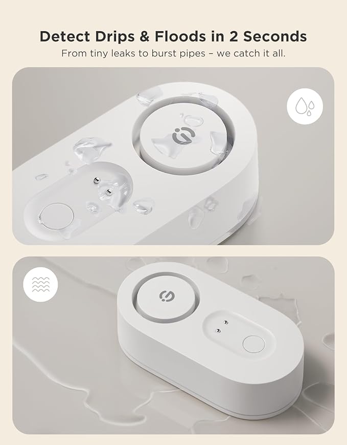 GoveeLife WiFi Water Leak Detector for Home Bundle with sub-Device with 105dB Adjustable Alarm,Water Sensor with 1804ft Long Monitoring Rang