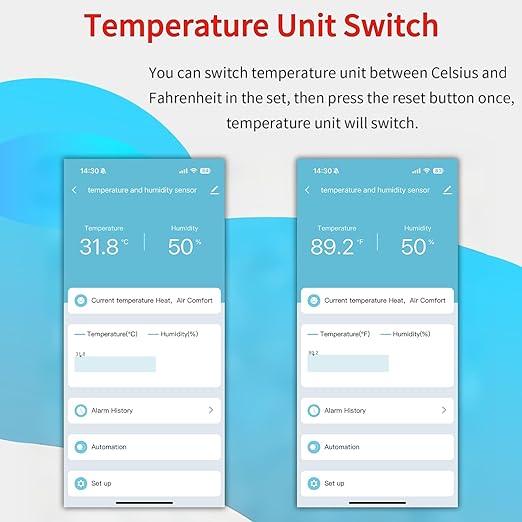 WiFi Temperature Humidity Sensor Smart Hygrometer Thermometer Sensor with APP Remote Monitor and Alert High Precision Indoor Thermometer No Hub Required, Compatible with Alexa Google Assistant