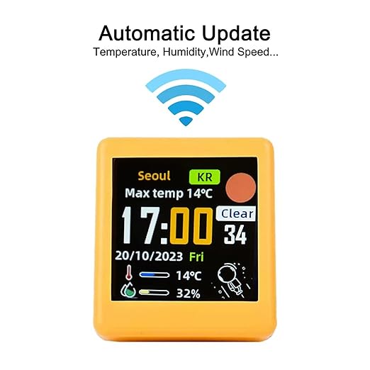 Smart Weather Station Mini WiFi Desktop Clock Weather Digital Clock Station with IPS LCD Screen Gadget for Decoration