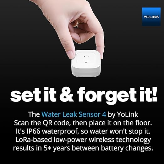 YoLink Water Leak Starter Kit: Hub + 6 Leak Sensor 4 (105 dB Siren), LoRa Long-Range, App/SMS/Email Alerts, D2D Offline, 2 AAA Up to 5-Year Battery, Compatible with Alexa/IFTTT/Home Assistant