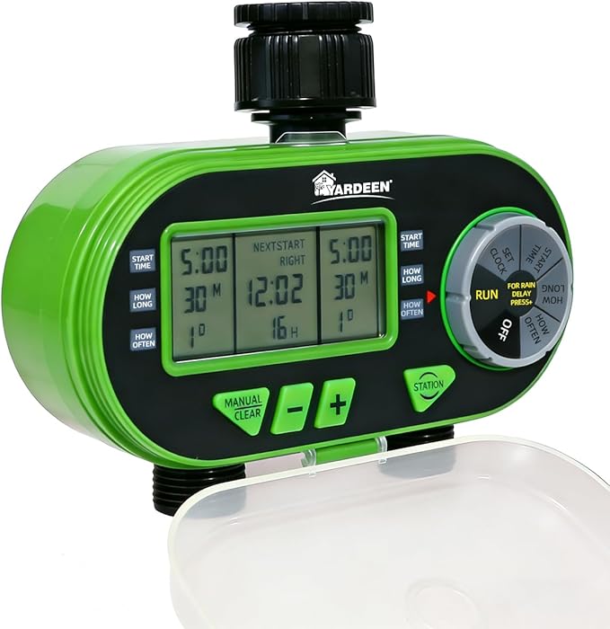 2 Outlet Garden Digital Electronic Water Timer Irrigation Controller for Garden Yard, Green