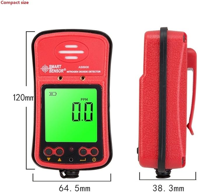 Handheld NO2 Gas Leak Detector 0-20PPM Portable LCD Display Rechargeable Li-Battery Powered Digital Nitrogen Dioxide Gas Monitor