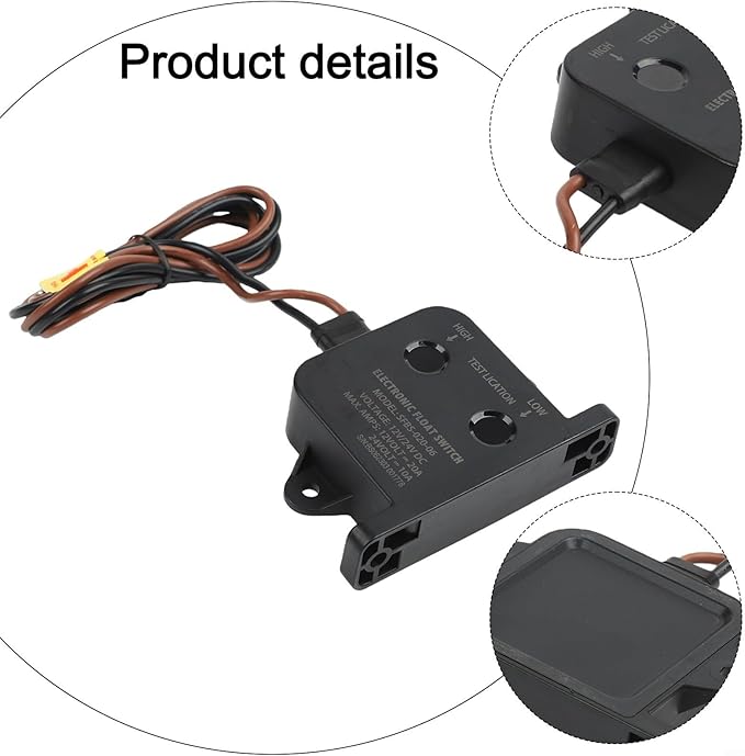 12V 24V Automatic Bilge Pump Float Switch, IP68 Waterproof Boat Sump Pump Sensor with 39.4" Wire – Submersible, 20A, Auto On/Off for Marine Yacht, Black