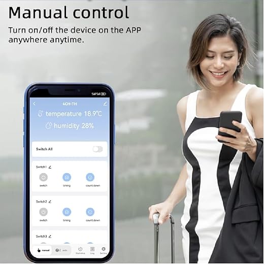 4 Ch WiFi Smart Temperature Humidity Realy Switch,AC 85-250V or USB 5V Smart Life/Tuya app Dry Contact Compatible with Alexa Google Home (AC 85-250V)