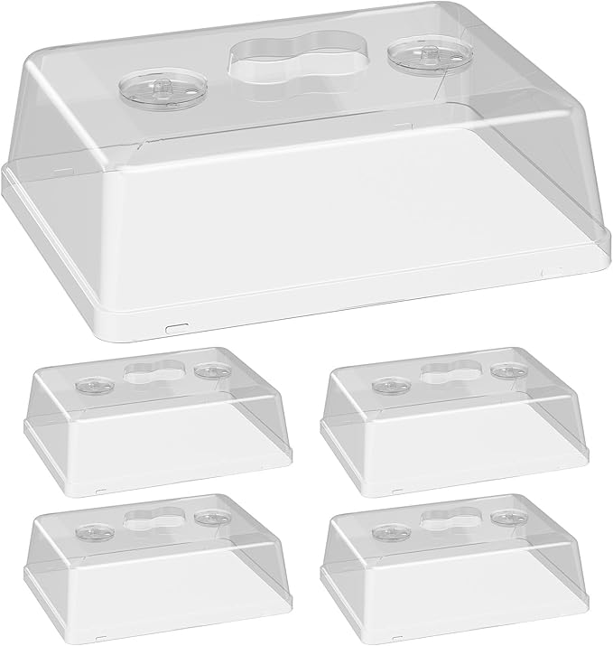 5 Pack 5" High Humidity Domes for SOLIGT Medium 14 * 10.8 * 2.3" Seed Starting Trays, Adjustable Vents, Portable Handle, Clear View, Unobstructed Light