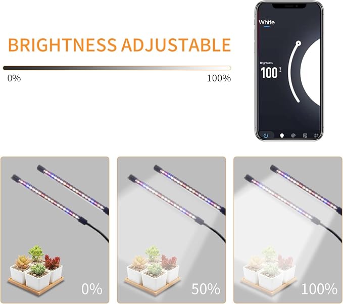 Led Grow Lights for Indoor Plants Full Spectrum, Smart WiFi Led Grow Light with Timer, Dimmable Clip on Grow Light App/Voice Control, Compatible with Alexa/Google/Siri (2 Tube)